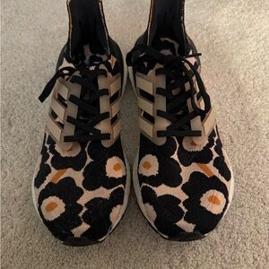adidas Black and Cream Floral Athletic Shoes